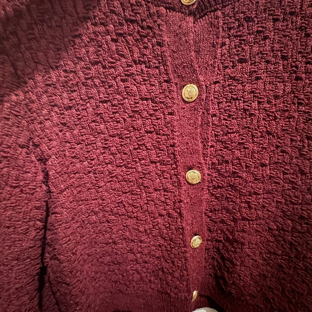 H&M Deep Red Textured Cardigan - Picture 3 of 4